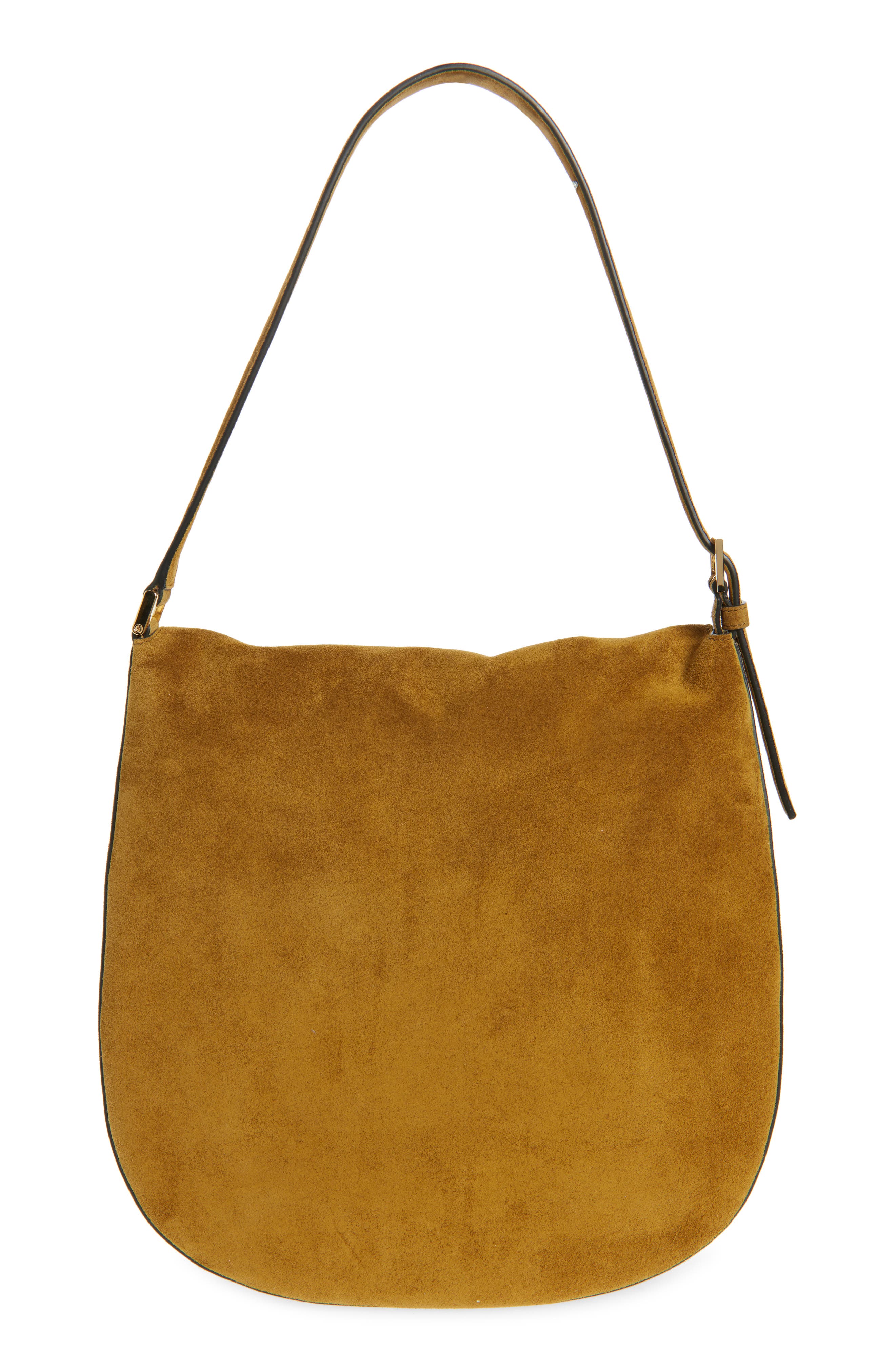 SAVETTE Large Tondo Suede Hobo Bag, Alternate, color, Sepia