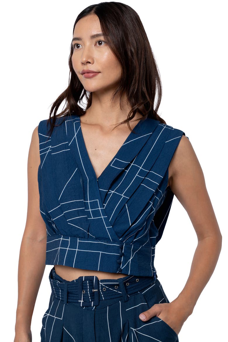 Adrina Geo Print Sleeveless Top, Alternate, color, NAVY/ WHITE