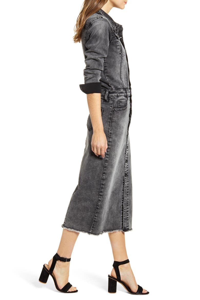 Piece Dyed Denim Dress, Alternate, color, GREY