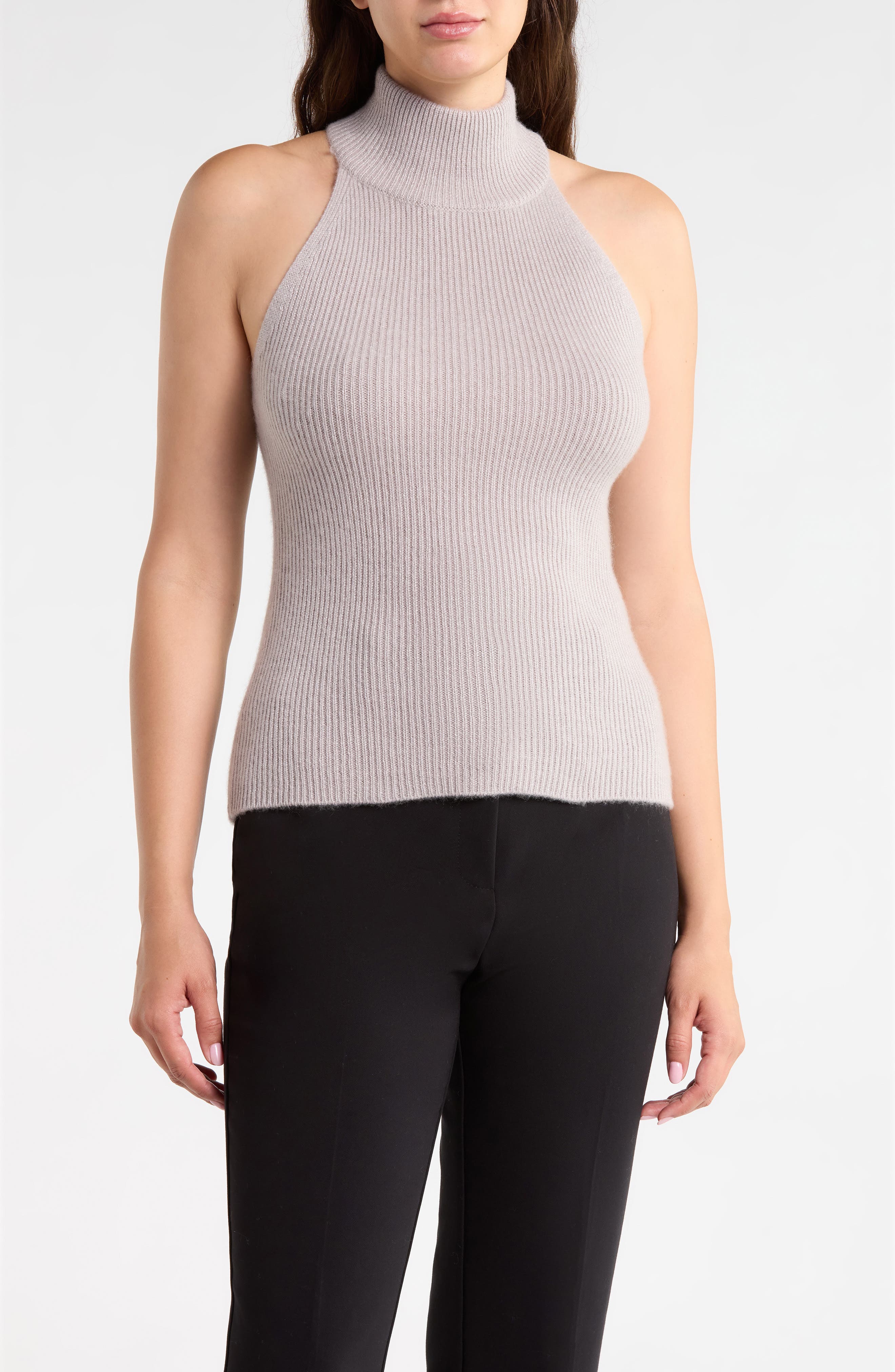 Mock Neck Cashmere Blend Sweater Tank