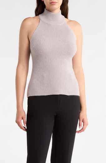 Mock Neck Cashmere Blend Sweater Tank