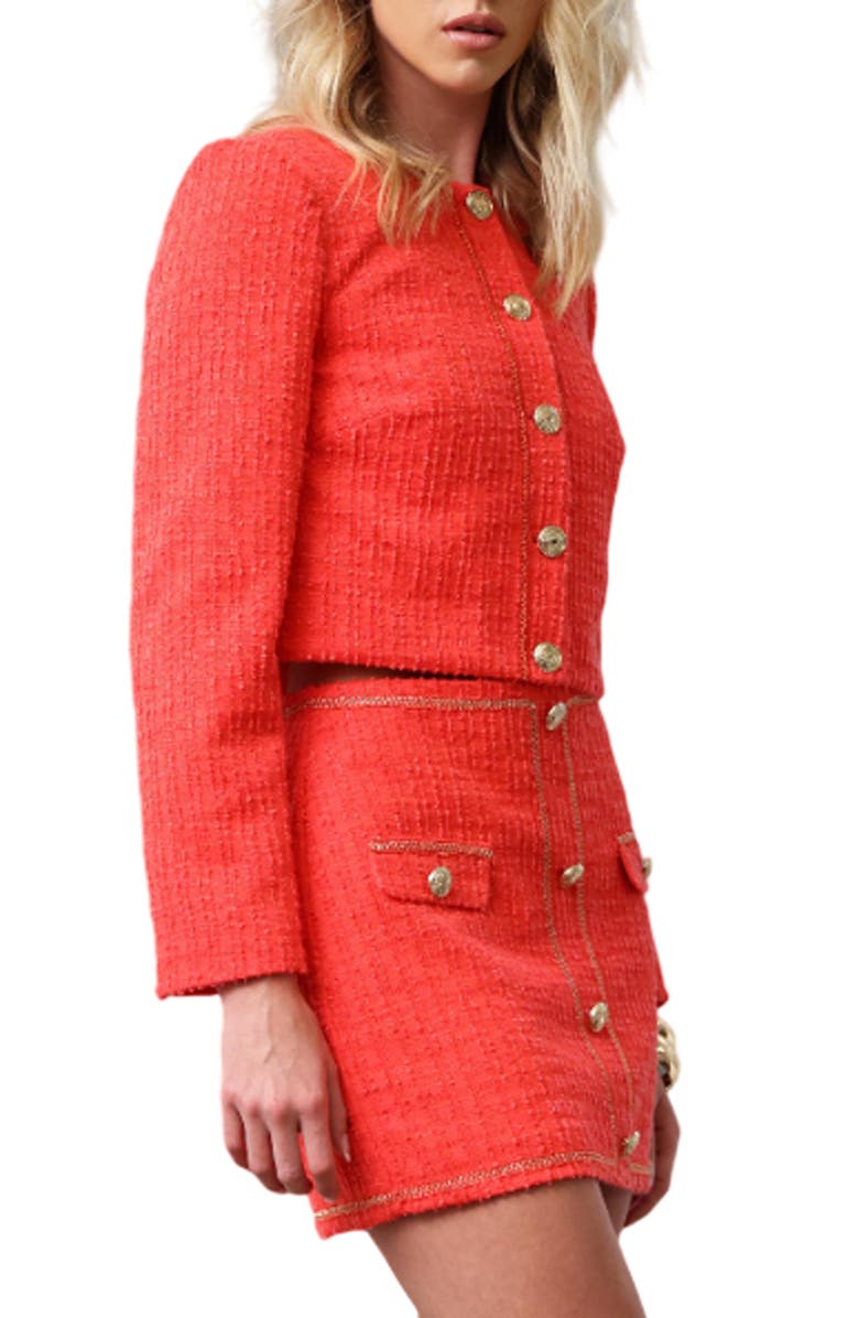 Walter Baker Kit Tweed Jacket, Alternate, color, Coral Tweed