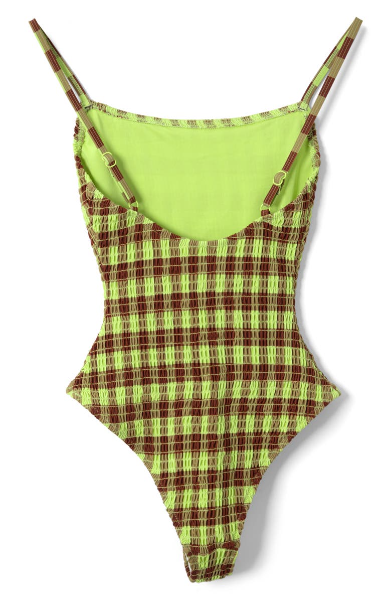 Damson Madder Lilbet Smocked One-Piece Swimsuit, Alternate, color, Green
