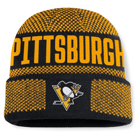 Men's Fanatics Black/Gold Pittsburgh Penguins Fundamentals Shelter Cuffed Knit Hat