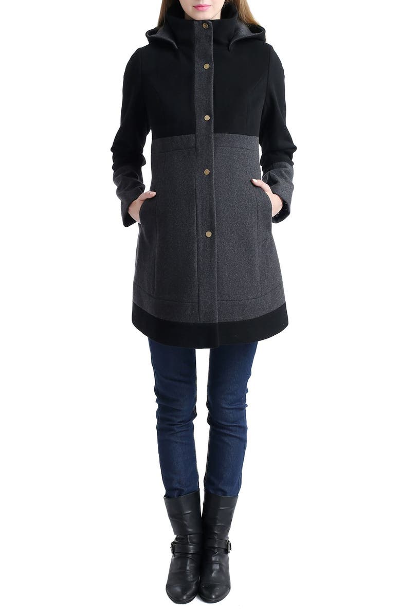 Kimi and Kai Tessa Colorblock Wool Blend Maternity Coat, Main, color,