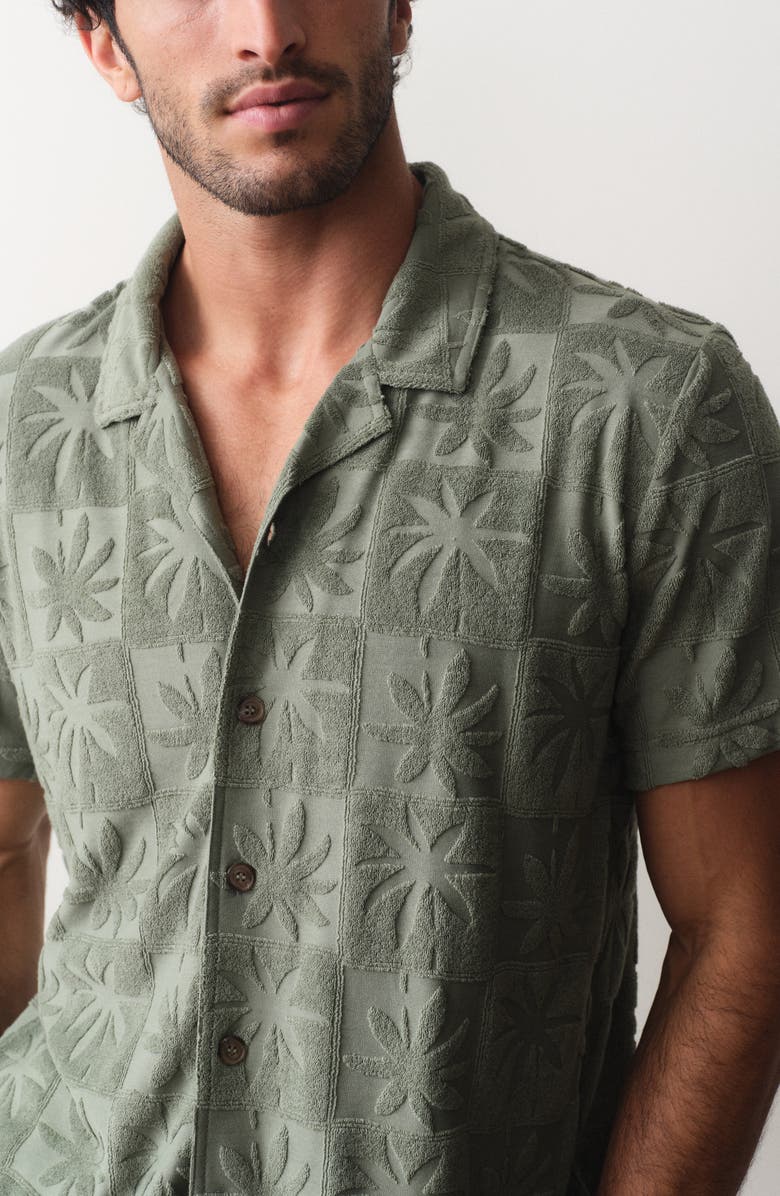 Marine Layer Rico Terry Short Sleeve Button-Up Resort Shirt, Alternate, color, Sea Spray