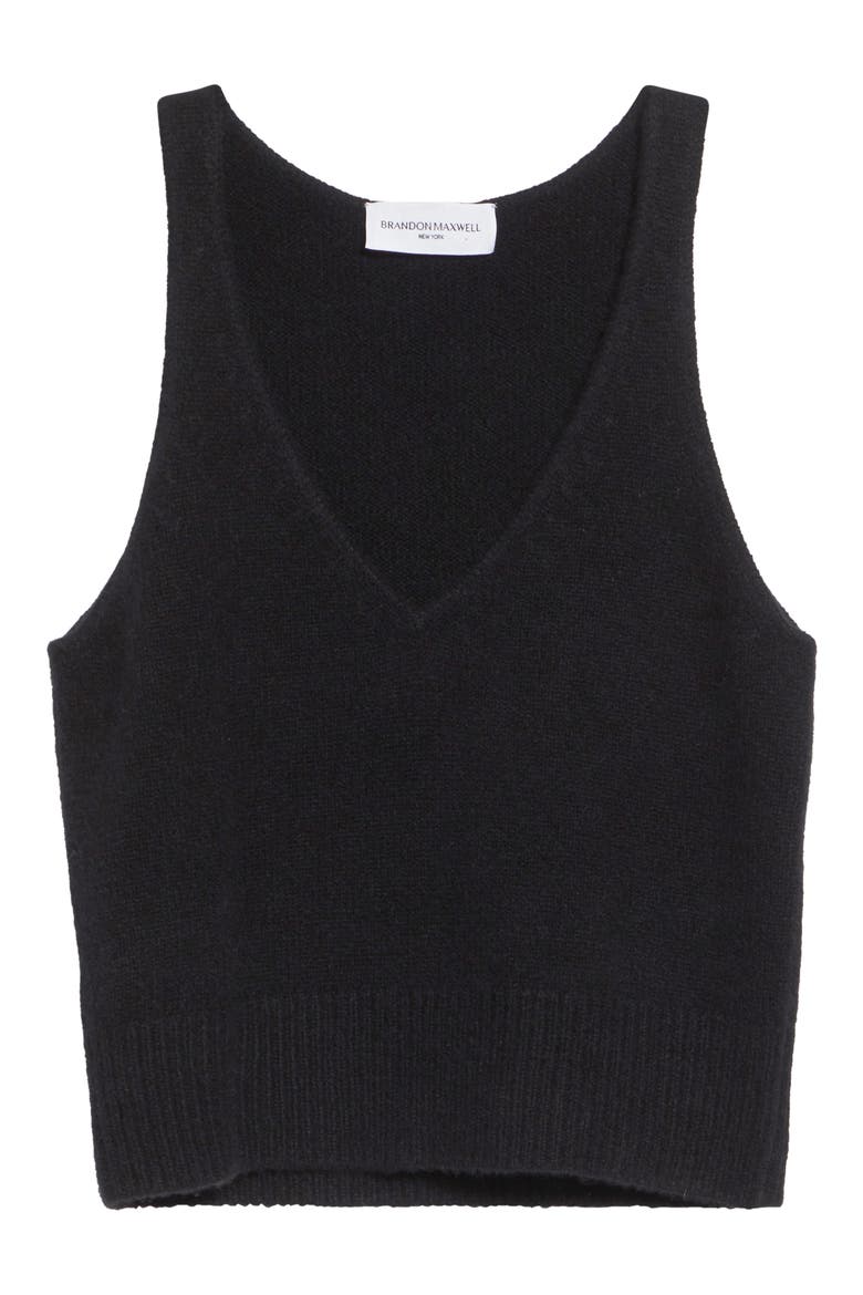 The Reese Cashmere & Silk V-Neck Tank, Alternate, color, BLACK