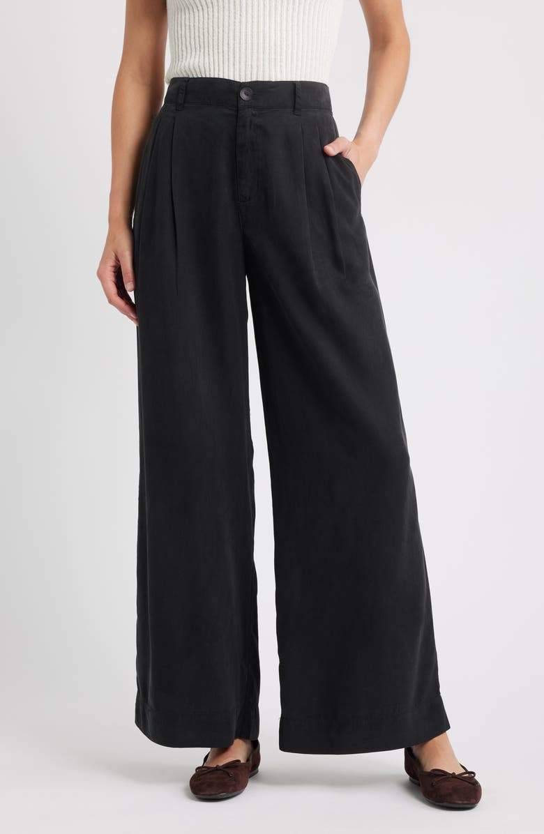Bella Dahl Pleated Super Wide Leg Pants, Main, color, Black