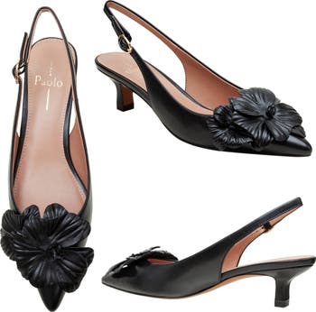 Castiel Slingback Pointed Toe Kitten Heel Pump