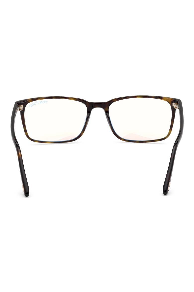 54mm Rectangular Blue Light Blocking Glasses, Alternate, color, HAVANA ROSE GOLD / T LOGO