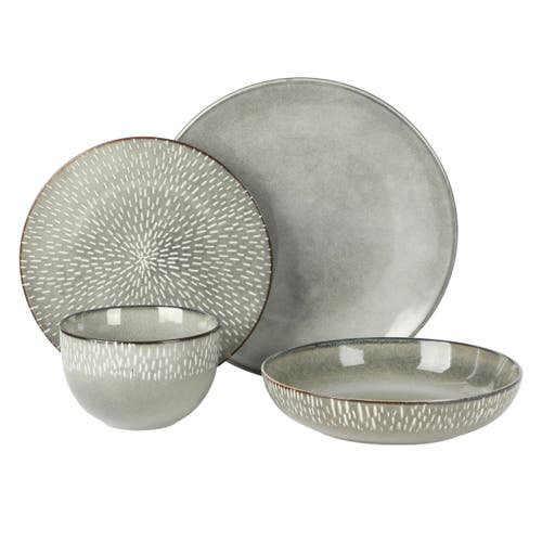 Gibson Elite Matisse 16 Piece Stoneware Dinnerware Set With Reactive Glaze In Green