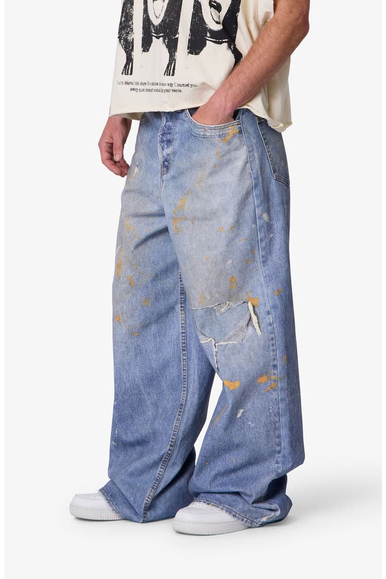 Rave Distressed Wide Leg Relaxed Jeans, Alternate, color, BLUE