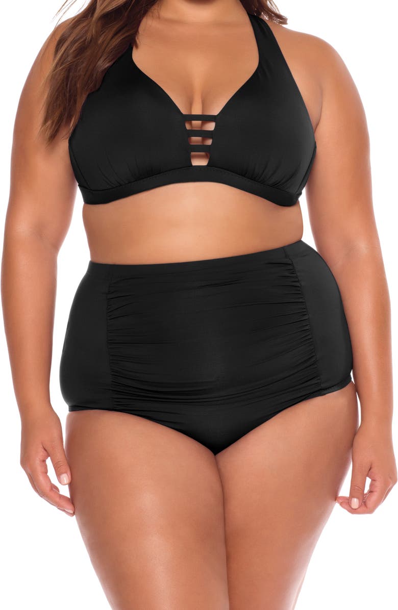 Becca Tab Inset Bikini Top, Alternate, color, Black