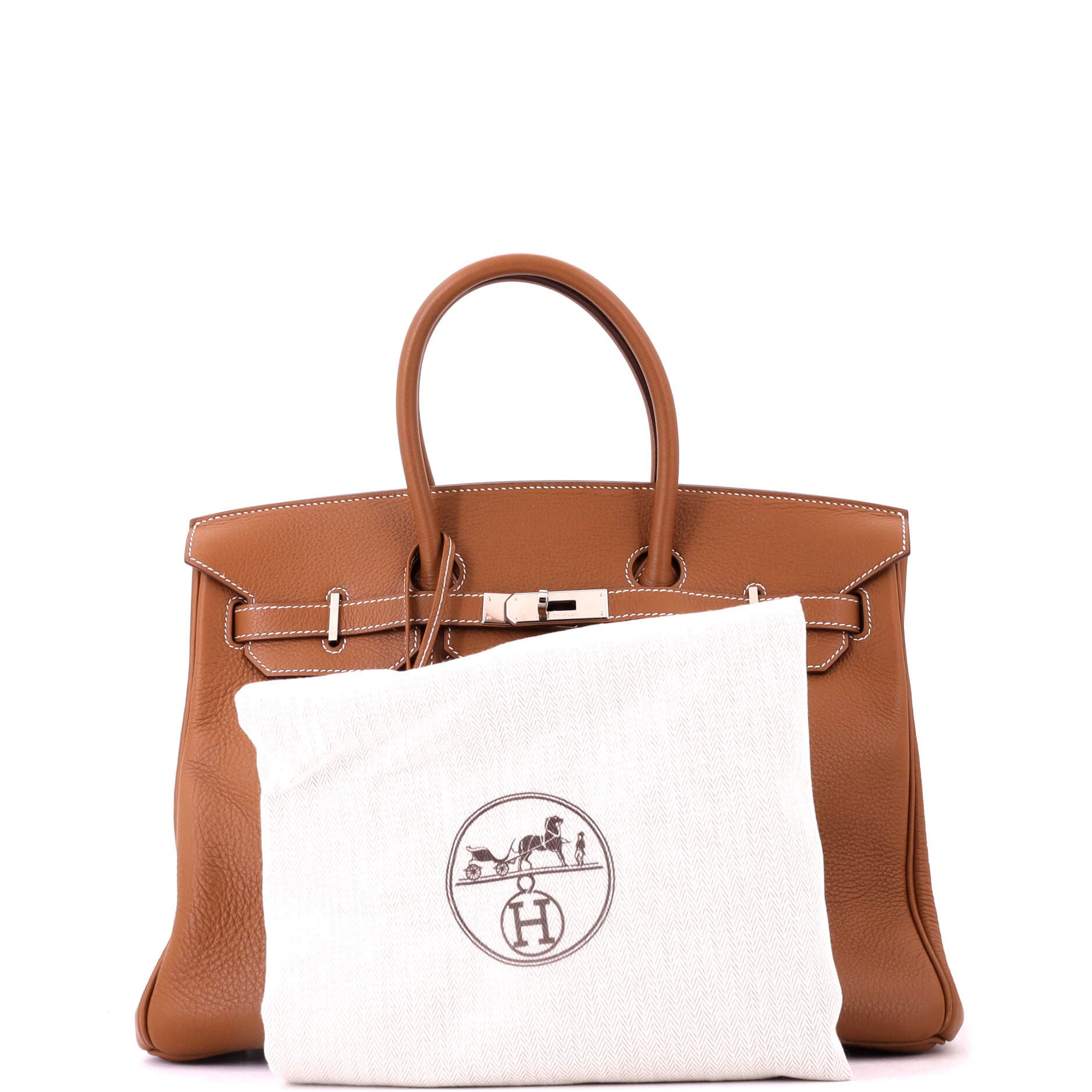Birkin Handbag Brown Togo with Palladium Hardware 35, Alternate, color, Metallic Gold
