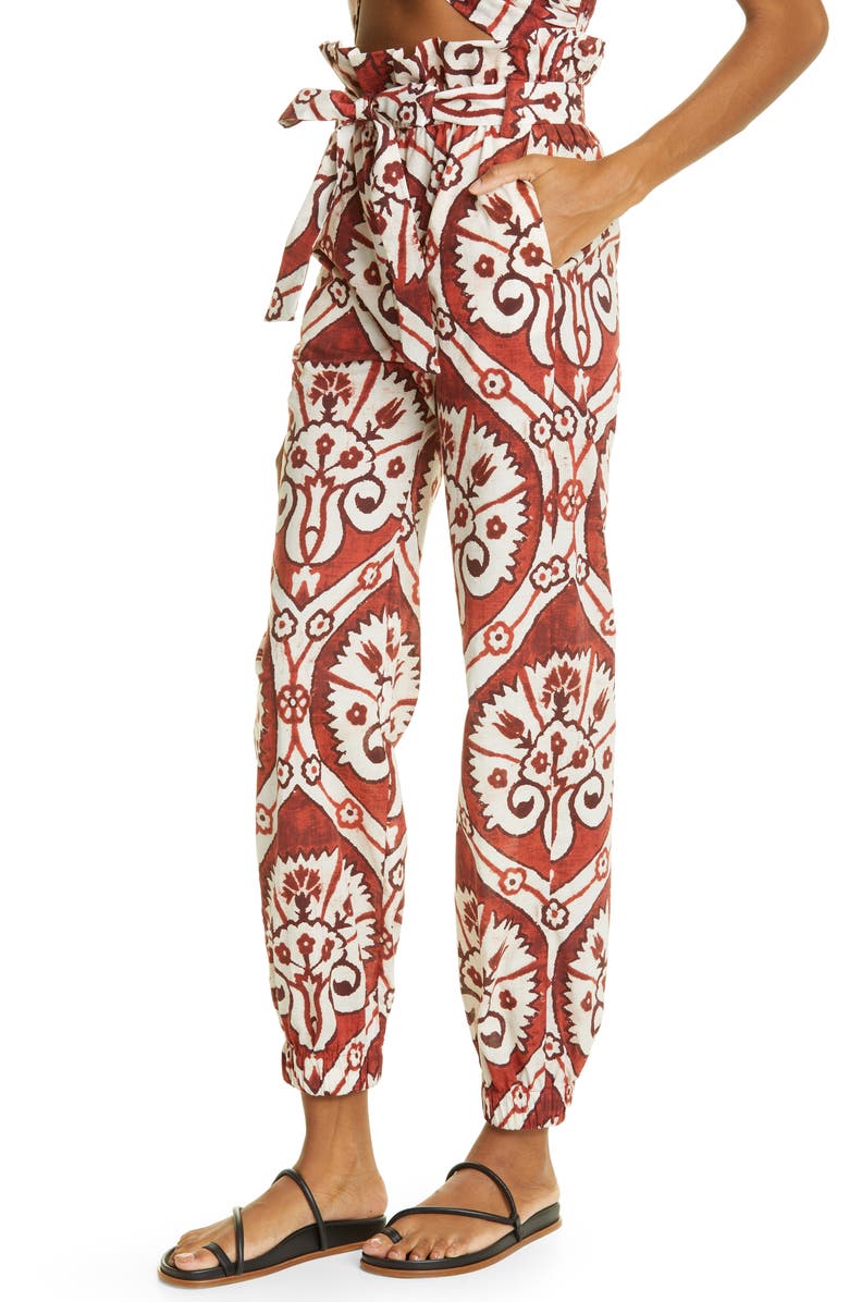 Johanna Ortiz Nomadic Hunting Paperbag Waist Organic Cotton Pants, Alternate, color, 