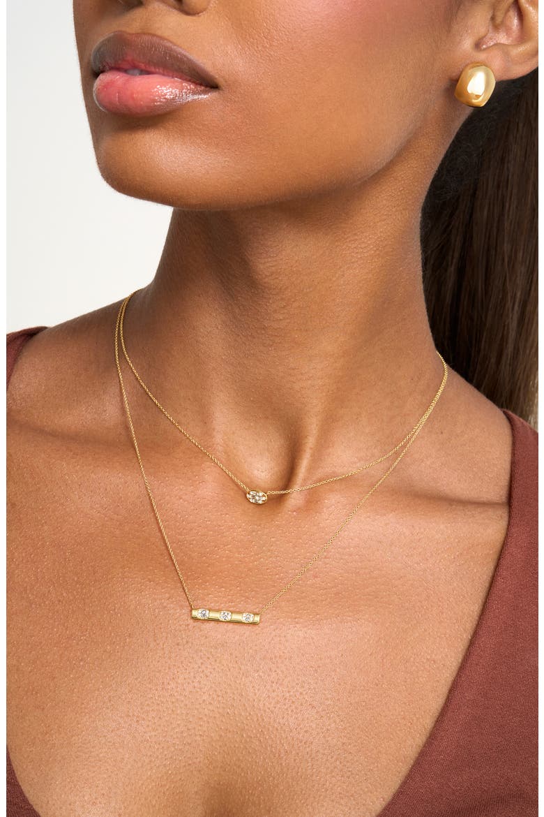 Mika Oval Diamond Cluster Bar Necklace, Alternate, color, 18K YELLOW GOLD
