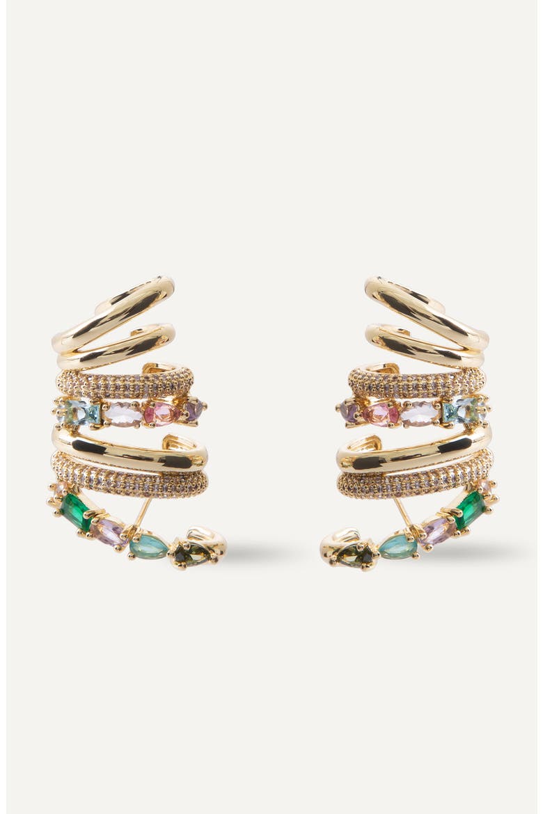 Cubic Zirconia Ear Climbers, Alternate, color, GOLD MULTI