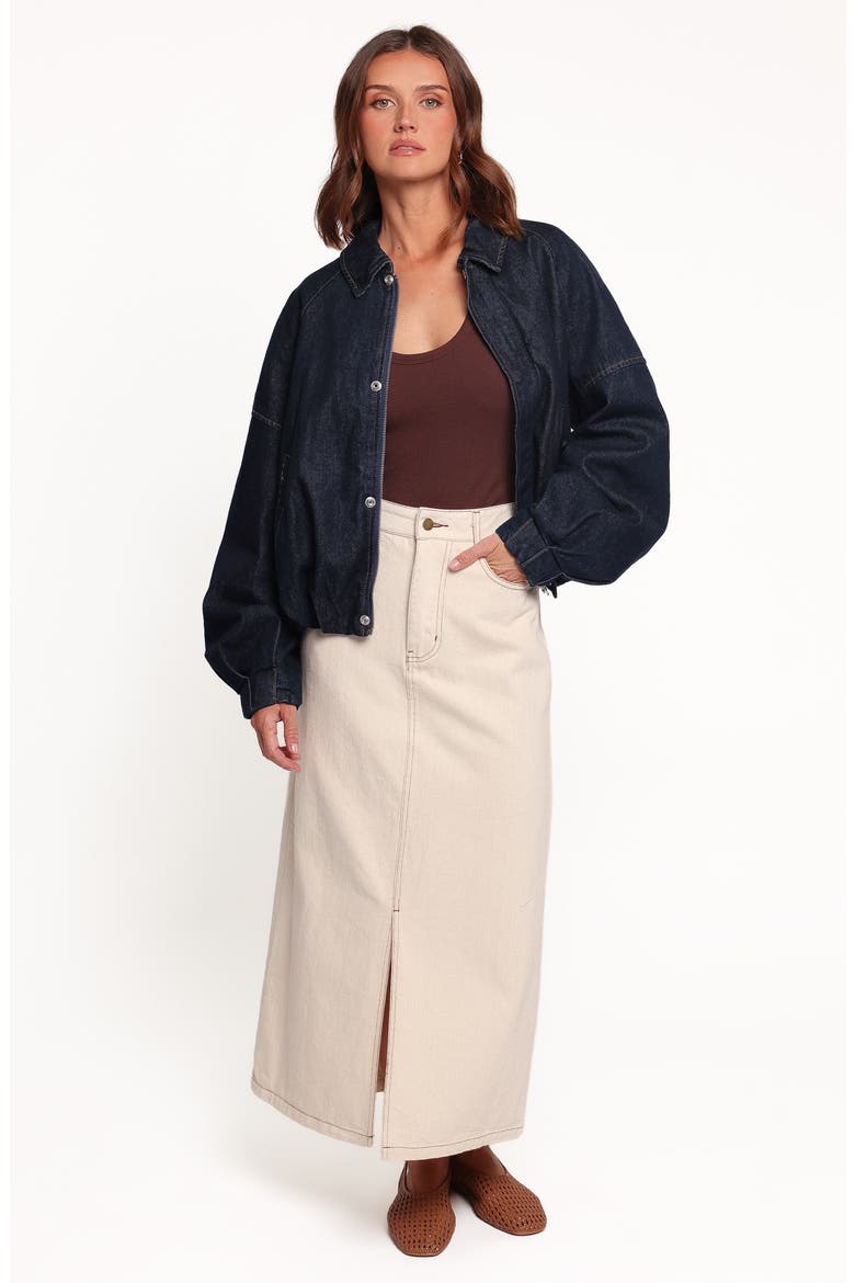 Janet Denim Bomber Jacket, Alternate, color, DARK DENIM WASH