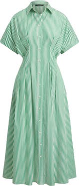 Lauren Ralph Lauren Stripe Cotton Midi Shirtdress