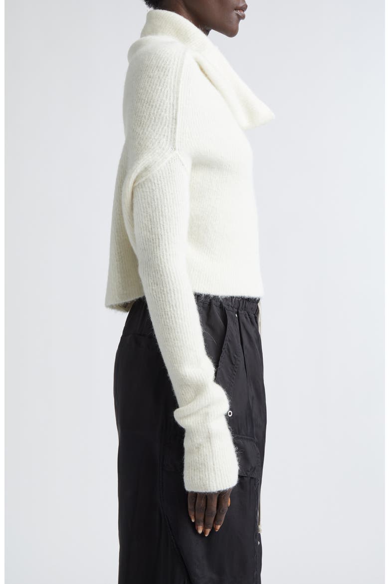 Crater Alpaca & Wool Blend Funnel Neck Sweater, Alternate, color, MILK