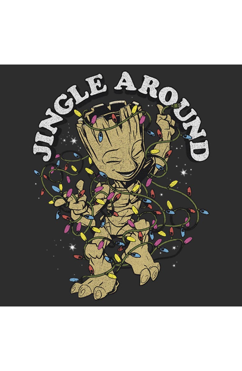 GUARDIANS OF THE GALAXY Women's Guardians of the Galaxy Groot Jingle Around  Graphic T-Shirt, Alternate, color, Black