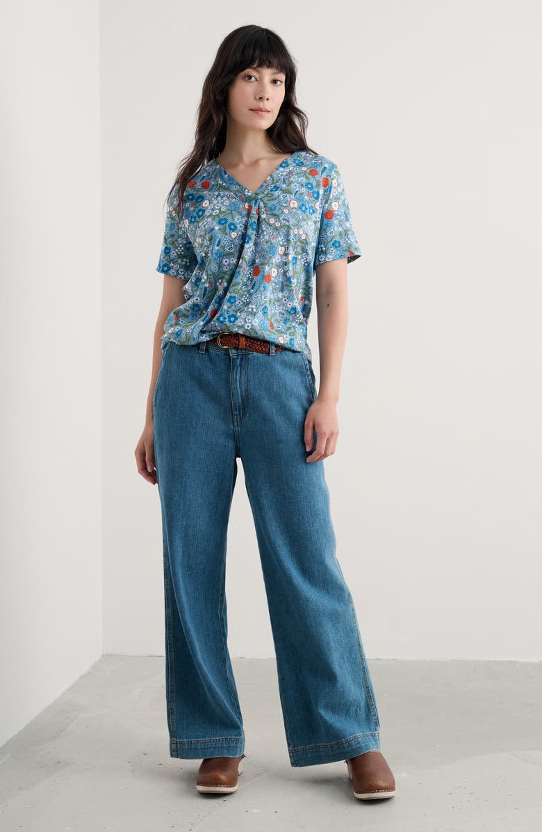 Seasalt Cornwall Barnoon Print Short Sleeve Top, Alternate, color, Still Life Sea Holly