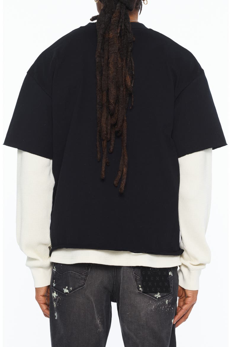 Layered Long Sleeve Graphic Thermal Tee, Alternate, color, BLACK
