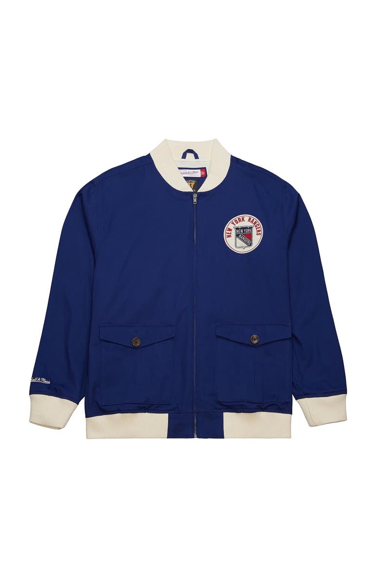 Men's Mitchell & Ness Blue New York Rangers Vintage Coaches Cotton Twill Full-Zip Jacket, Main, color, Blue