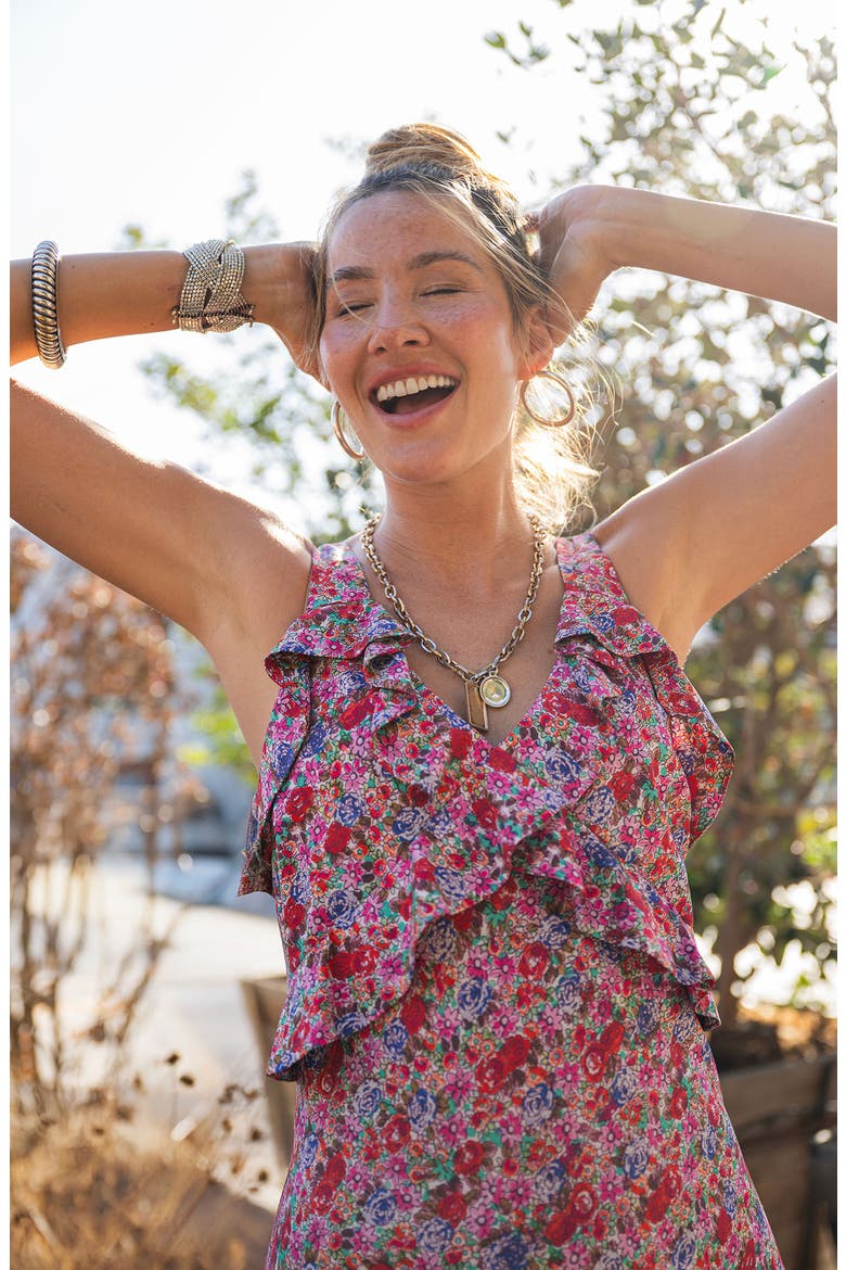 Floral Ruffle Maxi Dress, Alternate, color, PINK MULTI