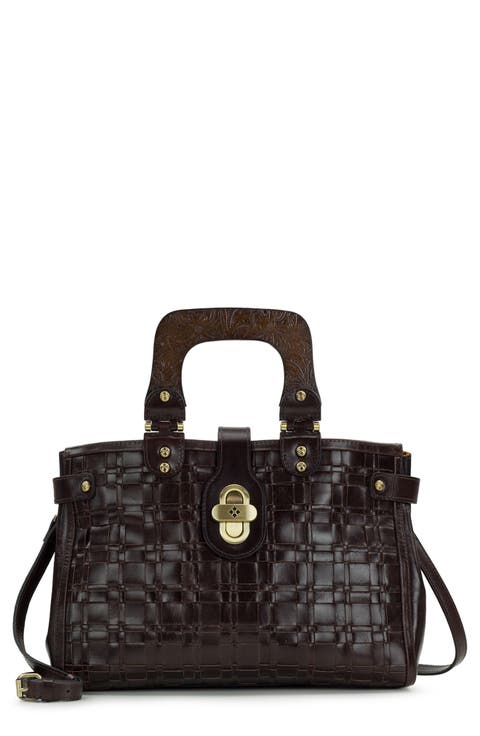 Sancia Woven Leather Satchel