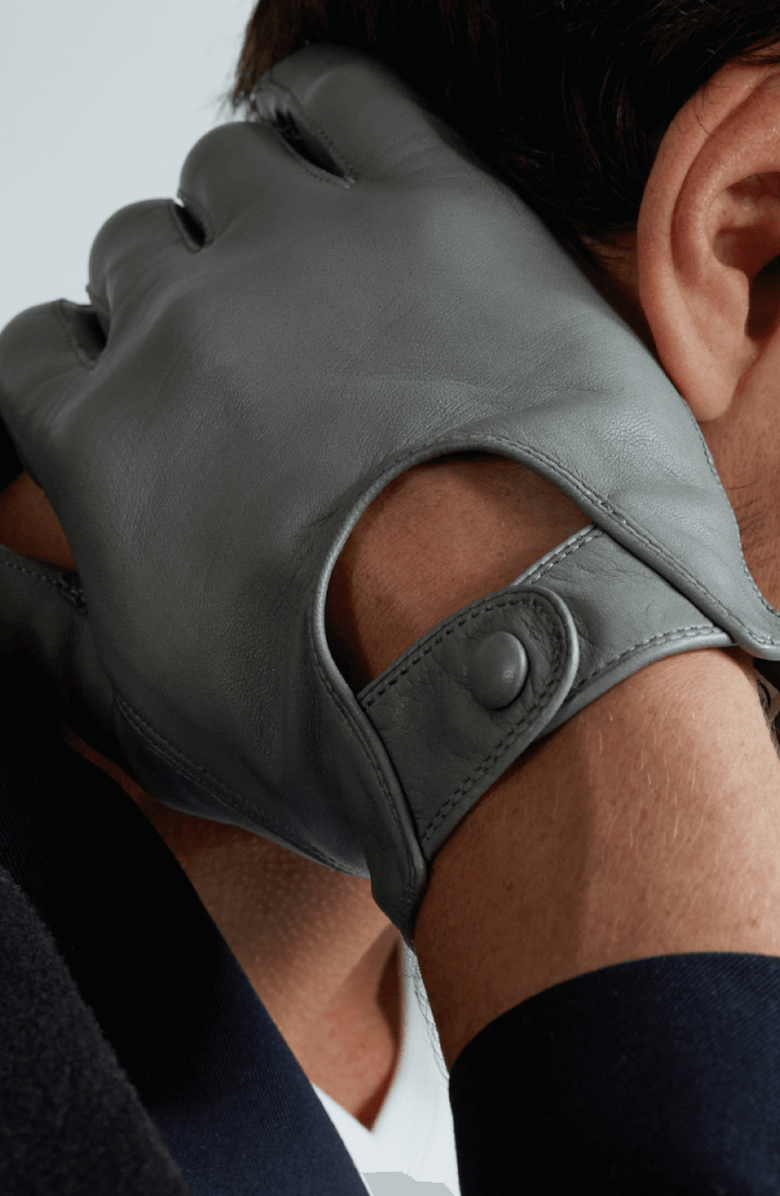 Seymoure Men's Leather Driving Gloves, Alternate, color, French Gray