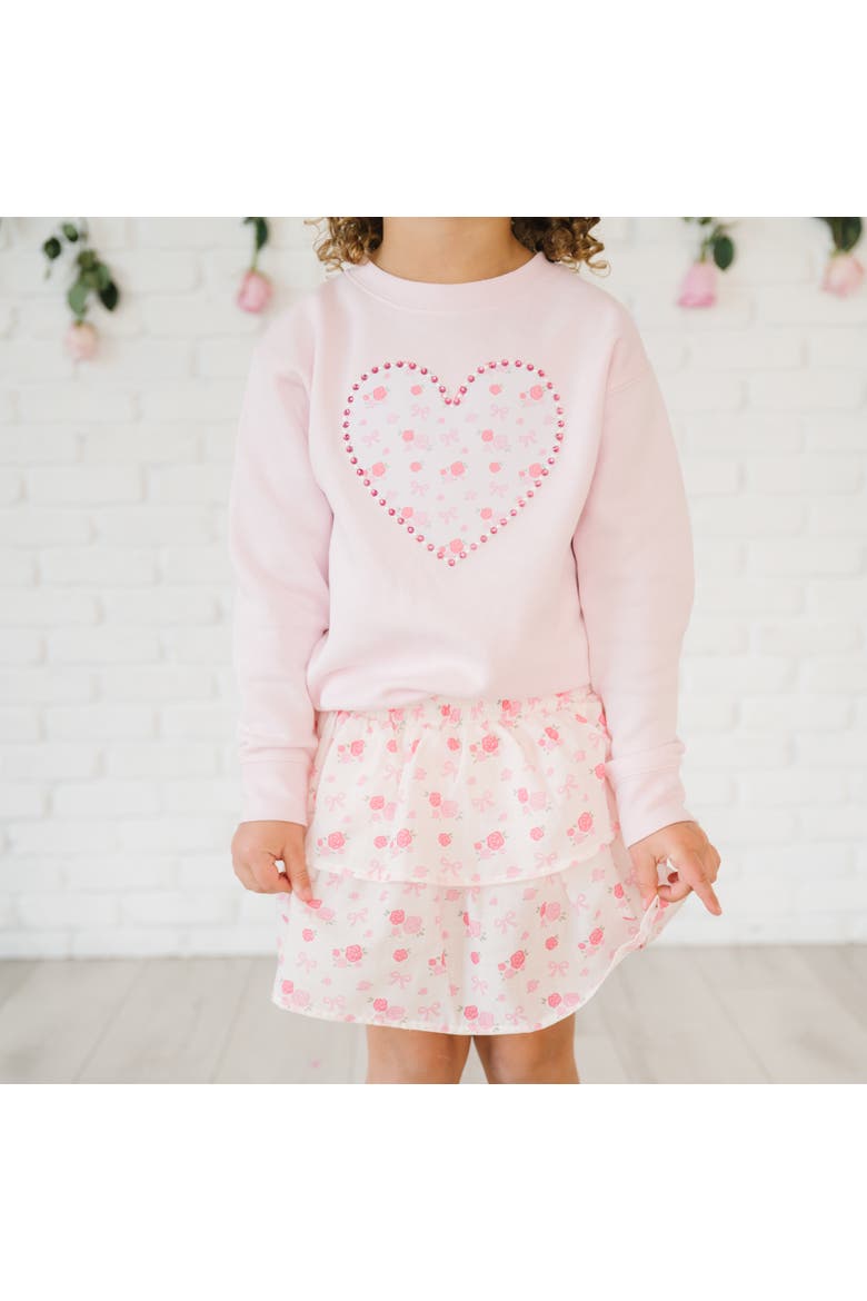 Dainty Rose Pearl Heart Patch Sweatshirt, Alternate, color, Ballet Pink