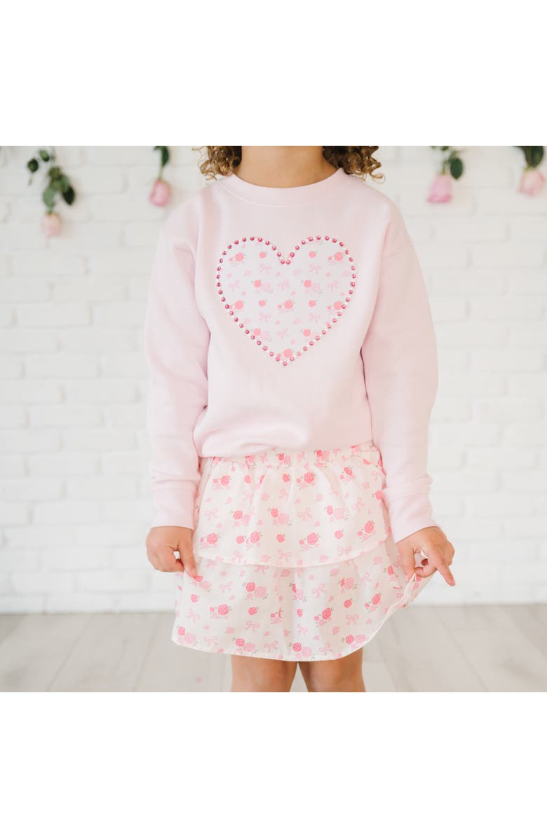 Sweet Wink Dainty Rose Pearl Heart Patch Sweatshirt, Alternate, color, Ballet Pink