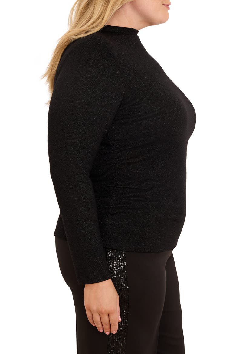Everyday Sparkle Ruched Funnel Neck Top, Alternate, color, BLACK ONYX