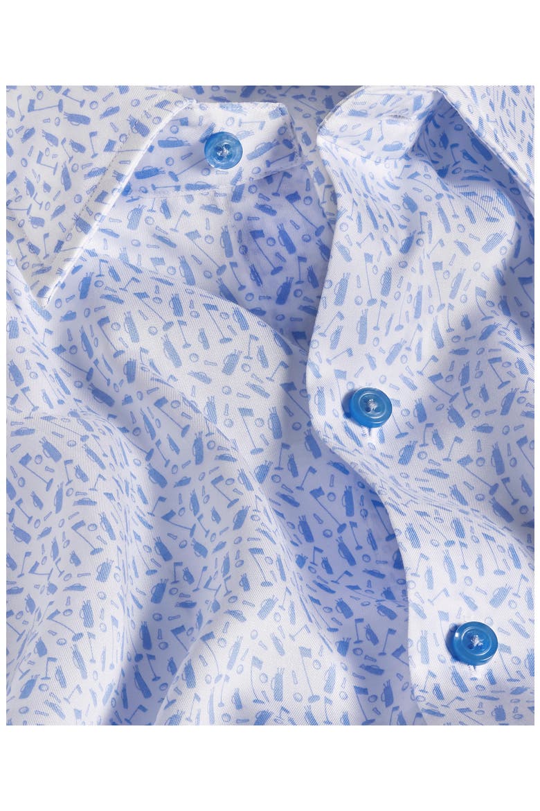 Classic Fit Golf Print Short Sleeve Button-Up Shirt, Alternate, color, WHITE/ SKY