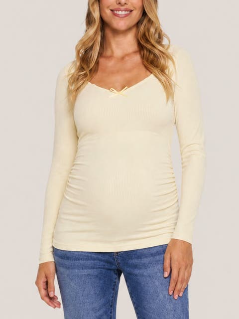 Sweetheart Side-Ruched Long Sleeve Tee