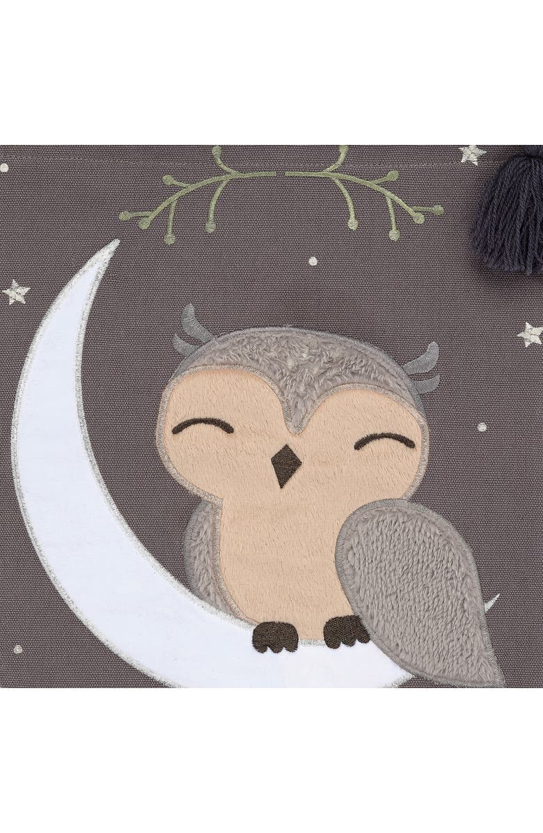 Lambs & Ivy Owl Canvas Banner Nursery Wall Art / Wall Hanging, Alternate, color, Gray