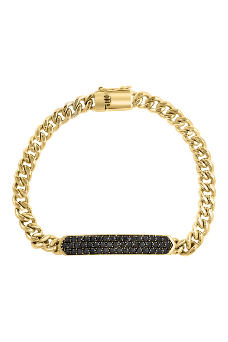 Pavé Black Spinel Curb Chain Bracelet, Main, color, BLACK