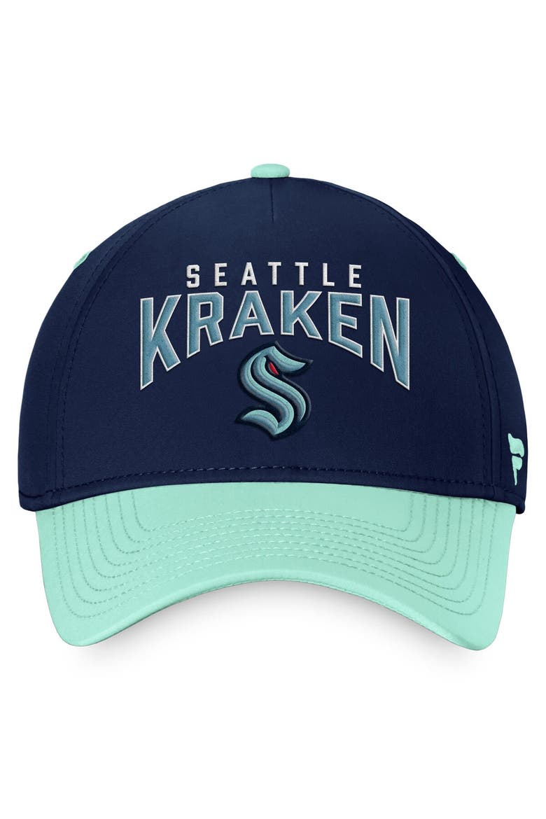 Men's Fanatics Branded Deep Sea Blue/Light Blue Seattle Kraken Fundamental 2-Tone Flex Hat, Alternate, color, Navy
