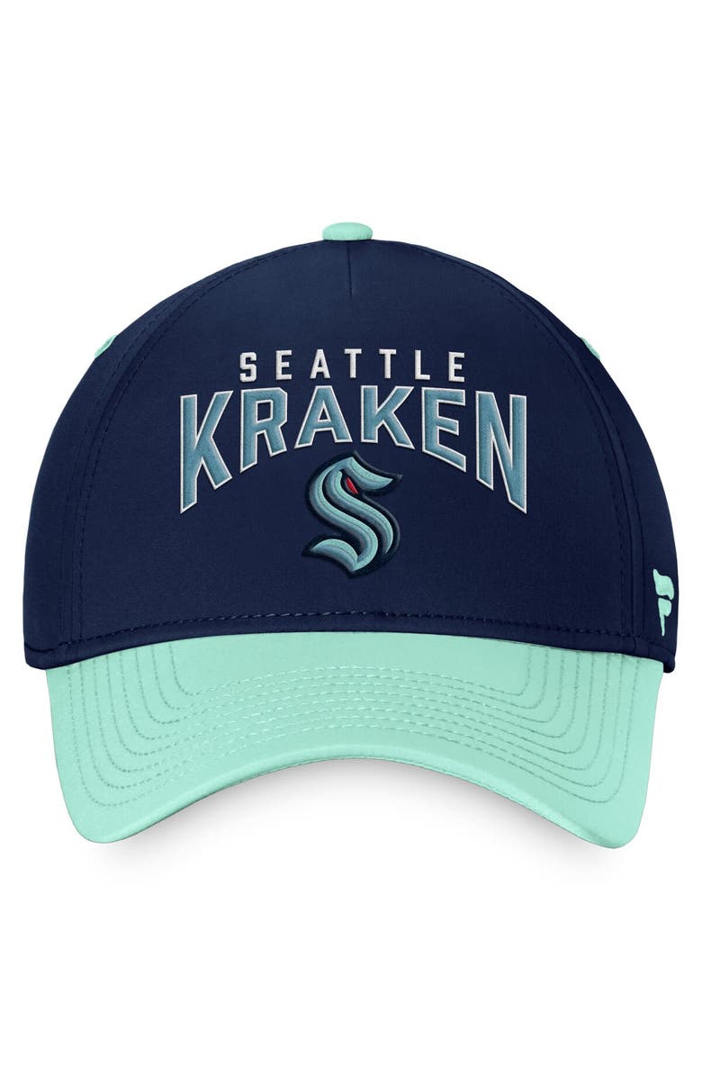 FANATICS Men's Fanatics Branded Deep Sea Blue/Light Blue Seattle Kraken Fundamental 2-Tone Flex Hat, Alternate, color,