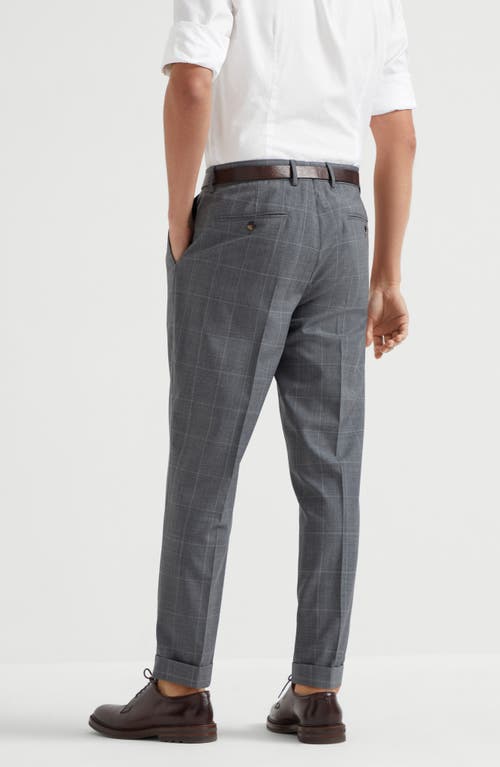 Brunello Cucinelli Check-pattern Wool Trousers In Gray