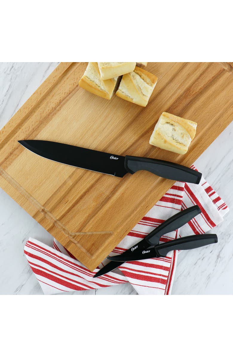 OSTER Slice Craft 3 Piece Stainless Steel Cutlery Set, Alternate, color, Black