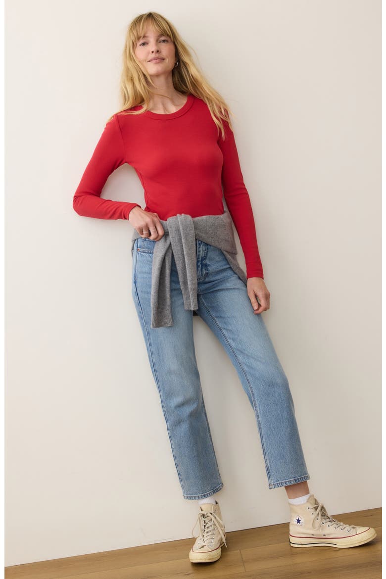 Lexi Sun-In Rib Long Sleeve T-Shirt, Alternate, color, CHERRY RED