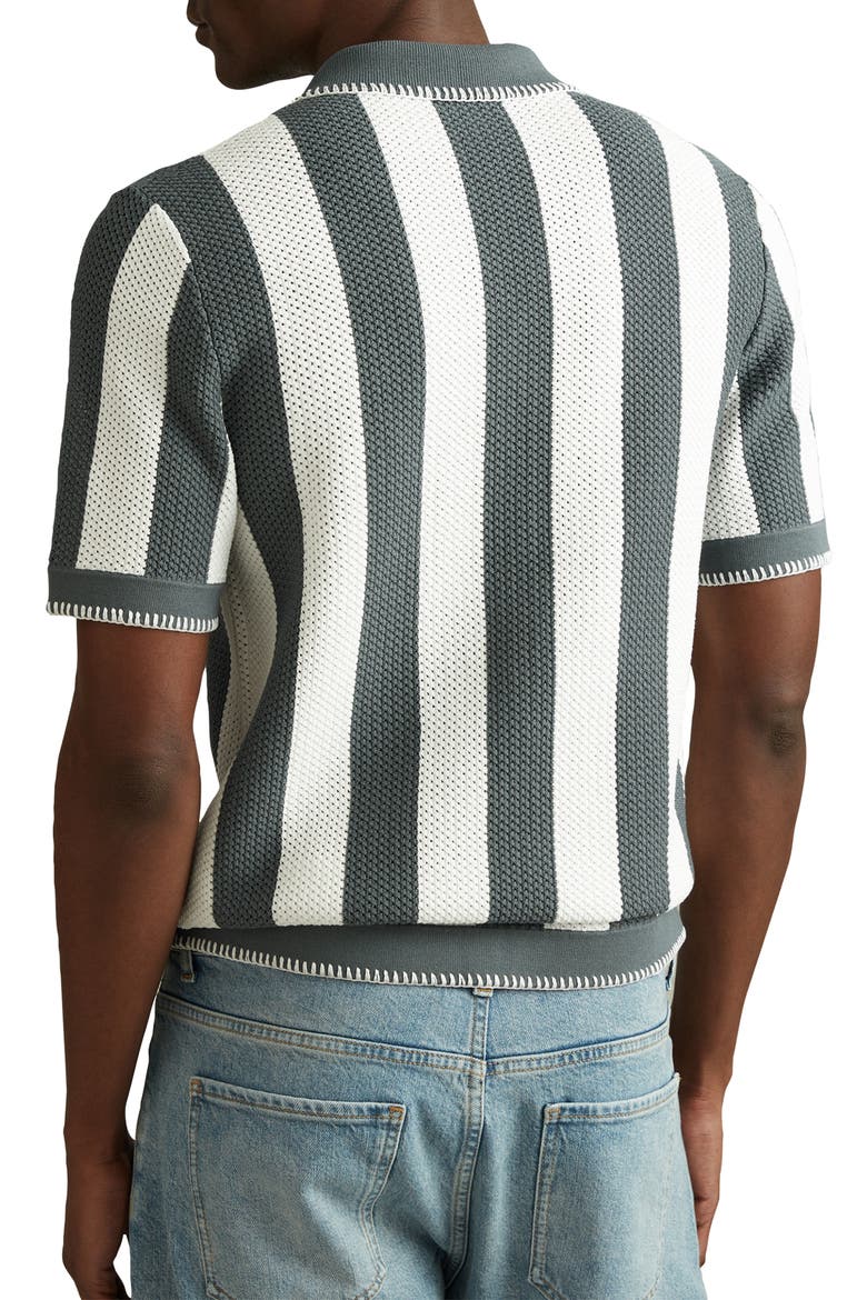 Naxos Open Knit Camp Shirt, Alternate, color, ARGENTO/ OPTIC WHITE