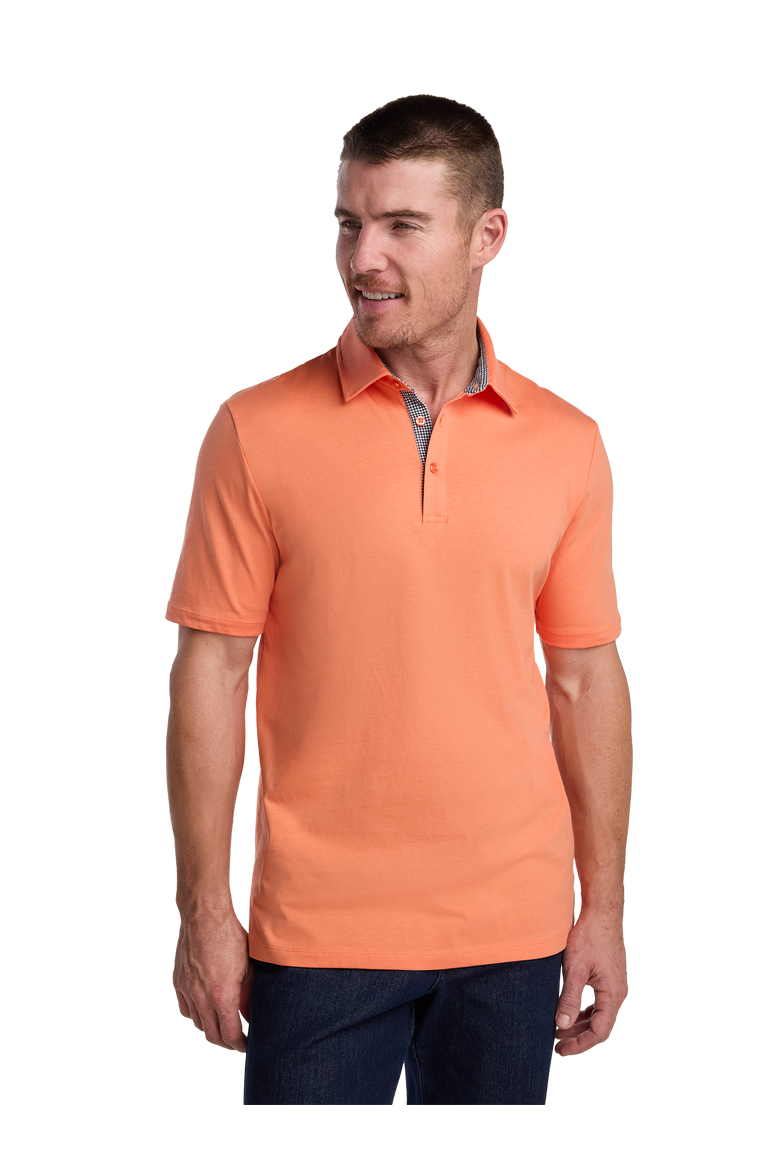 Mercerized Cotton Three Button Polo, Alternate, color, Melon