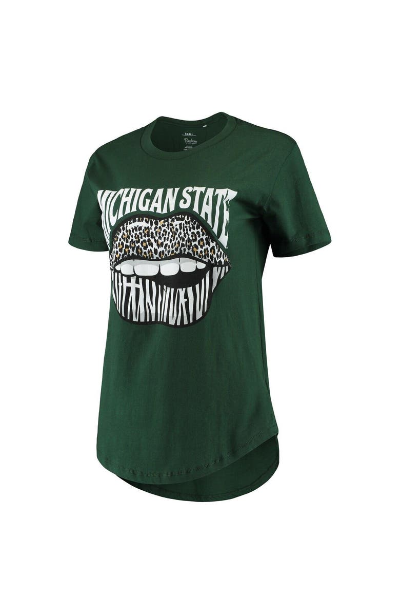 PRESSBOX Women's Pressbox Green Michigan State Spartans Wild Lips Core T-Shirt, Alternate, color, Green