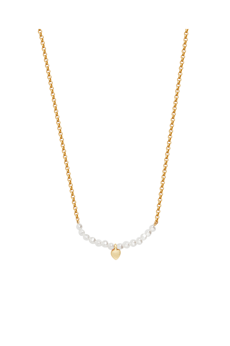 Love Heart Pearl Necklace, Alternate, color, Gold