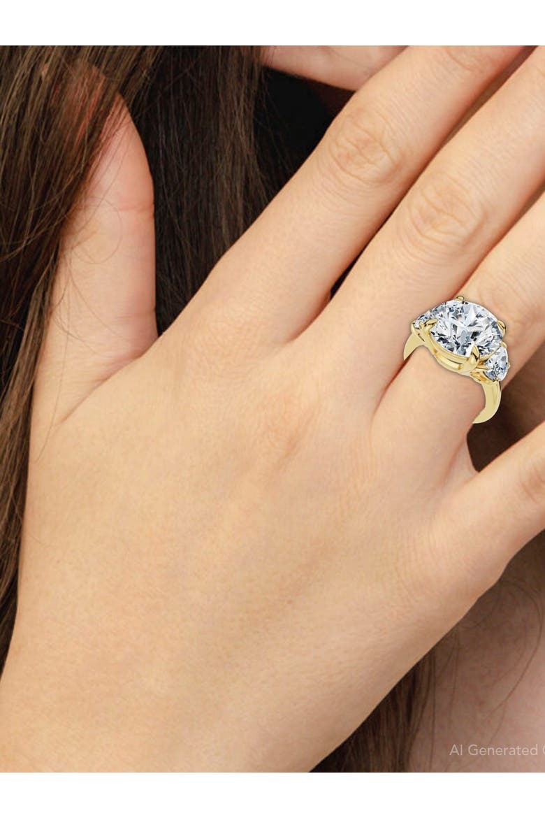 Certified 7Ct Diamond & Halfmoon Engagement Ring Lab Grown, Alternate, color, 14k Yellow Gold