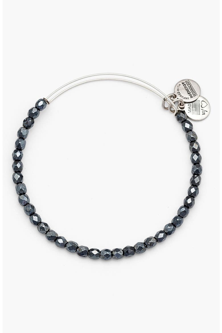 'Glisten' Beaded Coil Bracelet, Main, color, SILVER