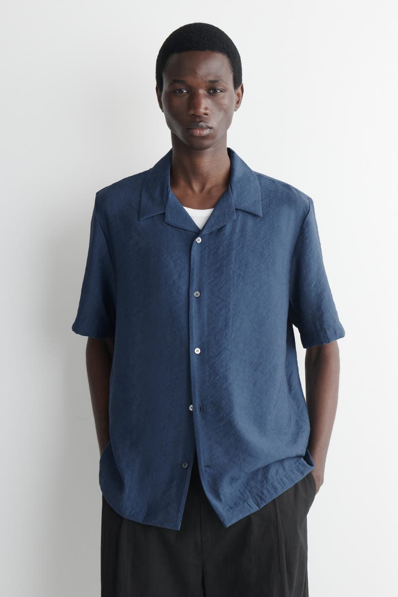 Camp-collar Shirt, Main, color, BLUE